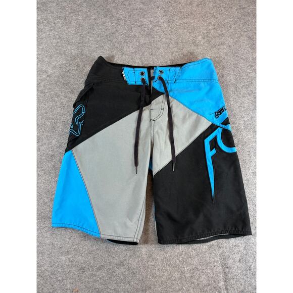 Fox Other - Vintage Y2K Fox Head Board Shorts Kids 26 Black Blue Colorblock Swim Summer